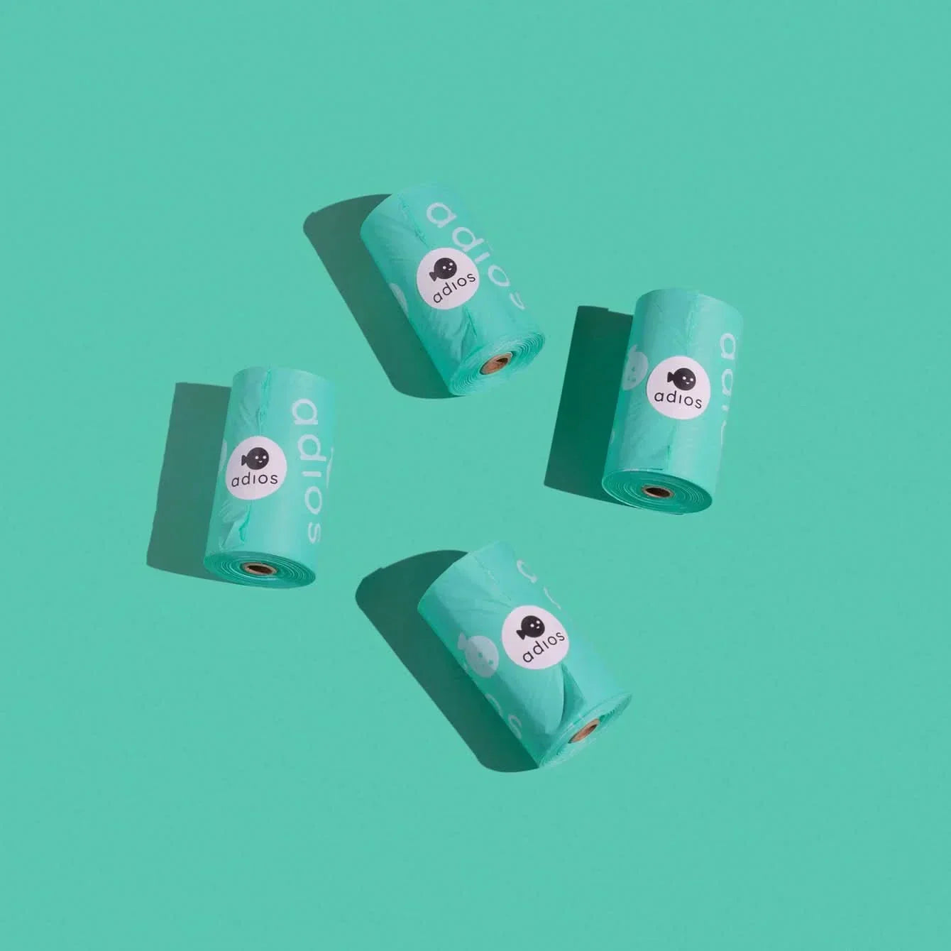 Teal Adidas resistance bands for sustainable poo bags in Adios Plastic pet care