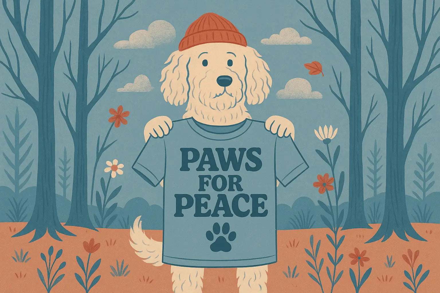 Paws for Peace T-Shirt with Paw Print in Pets Larder Peace Collection