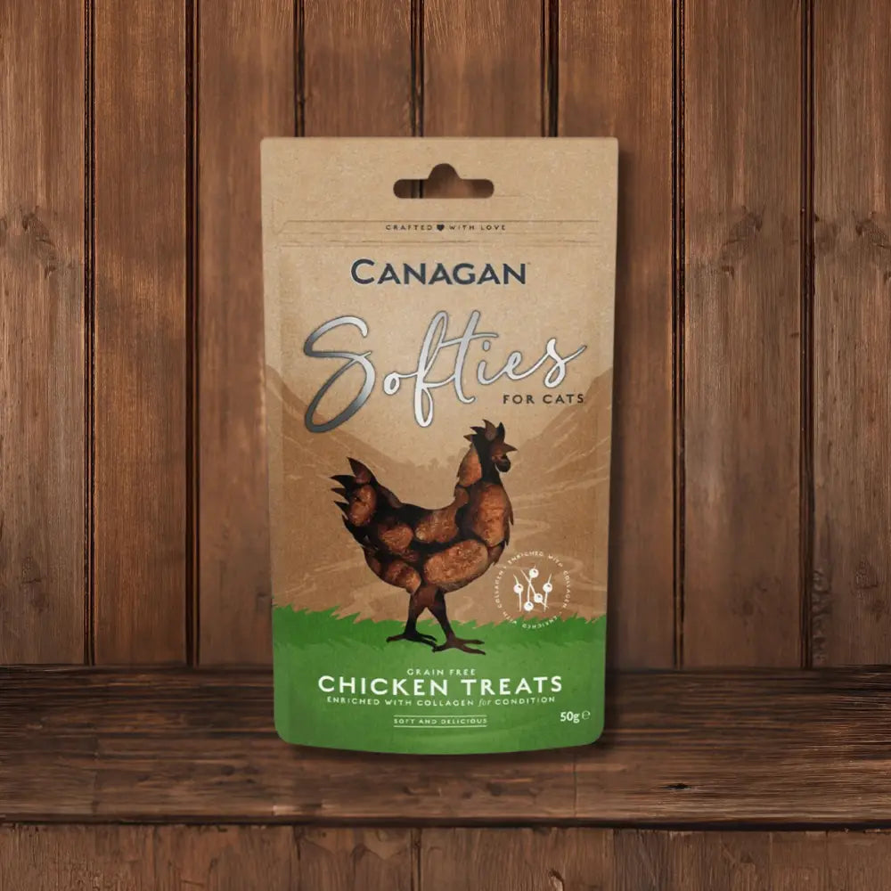 Canagan Chicken Softies for Cats 50g bag promotes cat’s skin healthy, coat glossy, nails strong