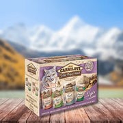 Carnilove Cat Pouch Multipack 12 x 85g box with mountain backdrop