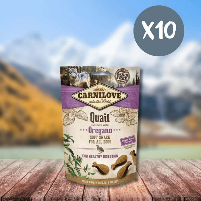 Carnilove Quail with Oregano Semi Moist Treats - Box of 10 - Natural Treats For Dogs