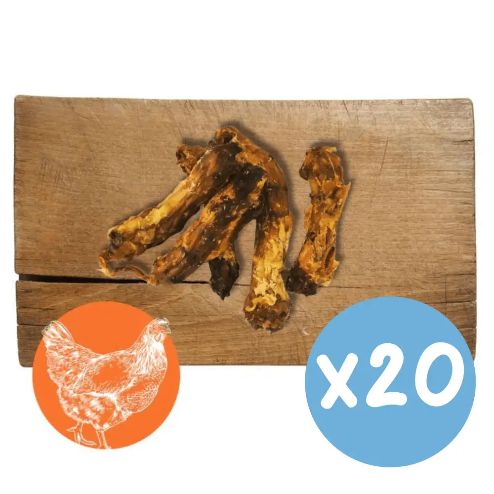 Pets Larder Chicken 20-pack of dried chicken necks for dogs chewing experience