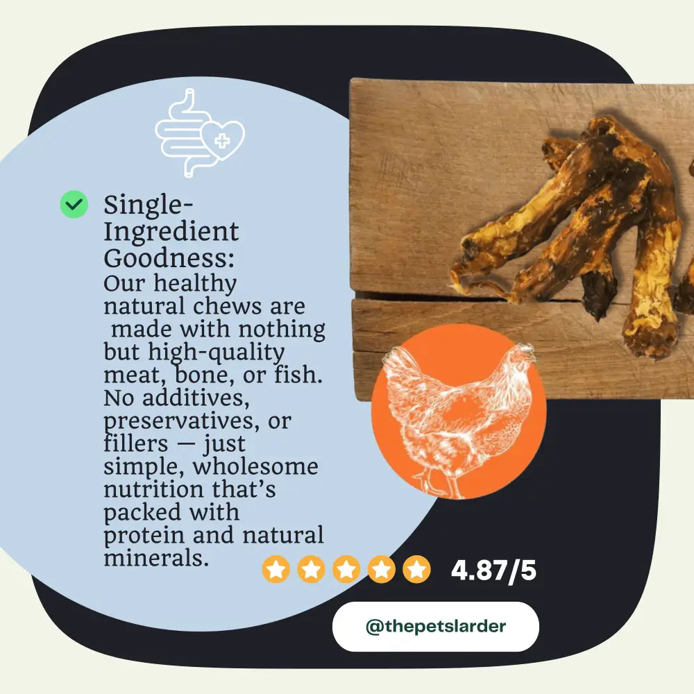 Pets Larder Chicken natural chicken necks for dogs chewing experience