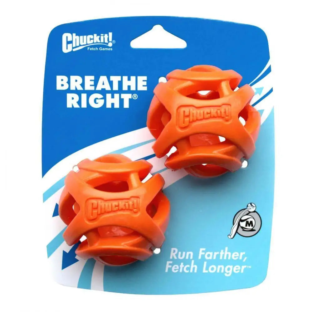 Chuckit! Air Fetch Ball medium twin pack, orange white with mesh-like design