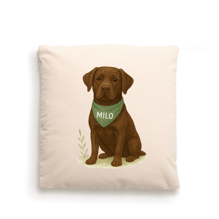 Dog Portrait Cushion Cover (Fairtrade Cotton) – Personalised - Labrador