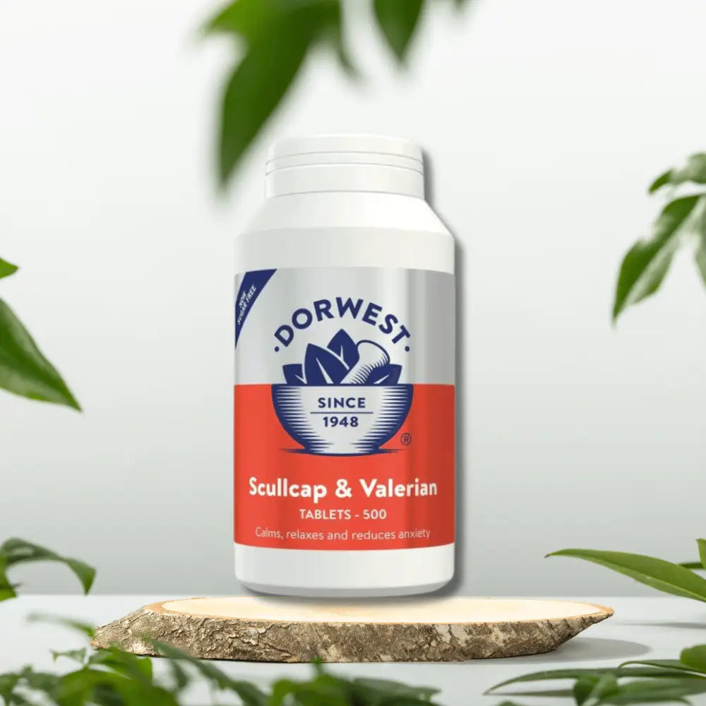 Dorwest Scullcap and Valerian Tablets 500 Count for Pet Anxiety Relief