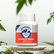 Dorwest Scullcap and Valerian tablets bottle for pets anxiety relief