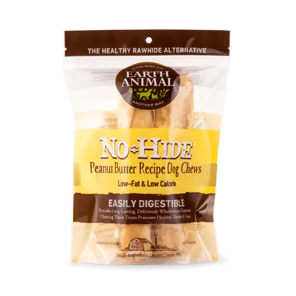 Earth Animal No-Hide Peanut Butter Medium Dog Chews 2pk Packaging