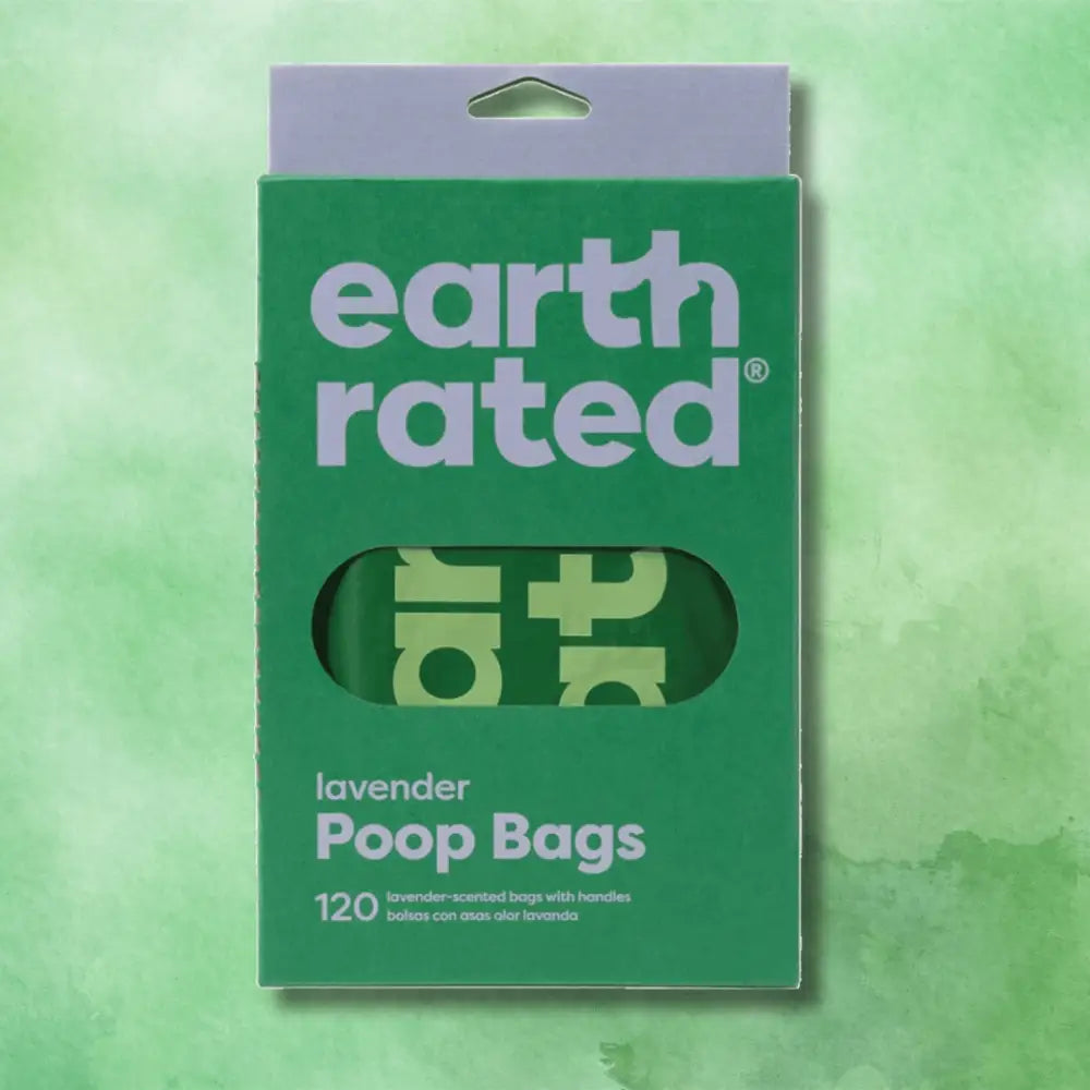 Earth Rated lavender scented easy-tie handle poop bags, recycled plastic