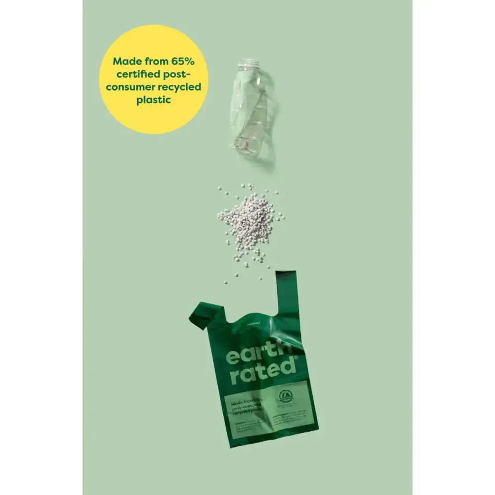 Earth Rated lavender scented recycled plastic easy-tie handle poop bags