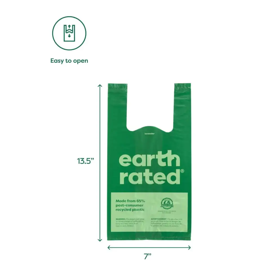 Earth Rated recycled plastic poop bags, 13.5x7 inch easy-tie handle