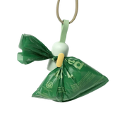 Earth Rated Poop Bags Lavender dispenser with green recycled plastic, white handle, yellow button, leak-proof guaranteed, 120 bags on 8 refill rolls