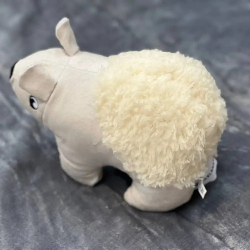 Eco polar bear plush dog toy from recycled materials, fluffy cream sheep design