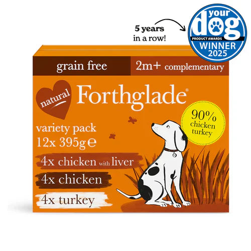 Forthglade Complete Adult Grain Free Variety Pack - Chicken Liver & Turkey - Natural Wet Dog Food