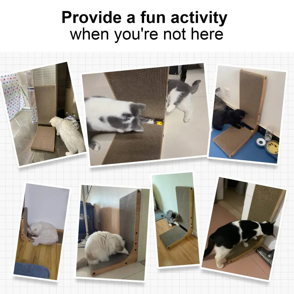 FUKUMARU Cat Scratcher Small L Shape with toy, ideal for natural cat scratcher entertainment