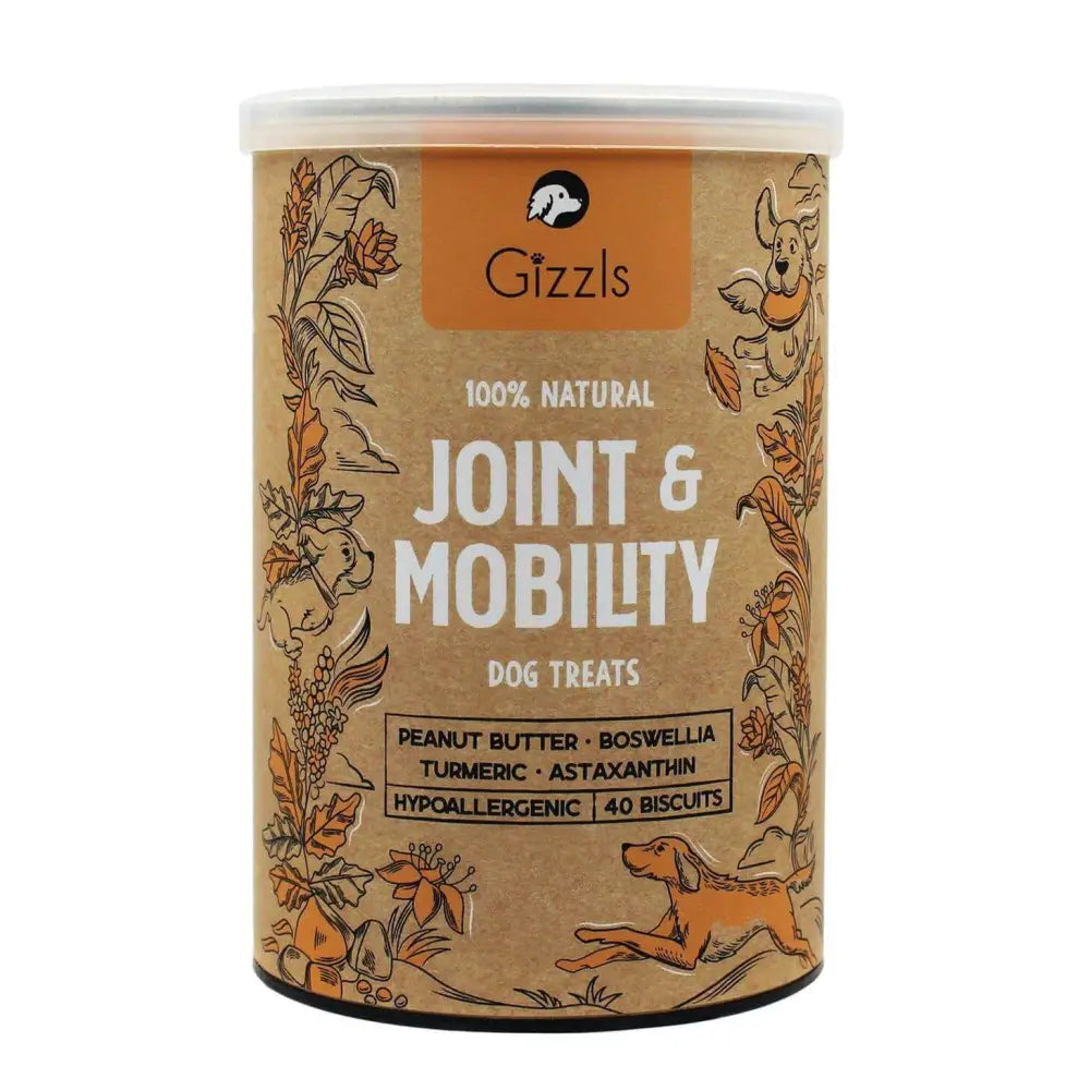 Gizzls natural dog treats in autumn tin for joint relief