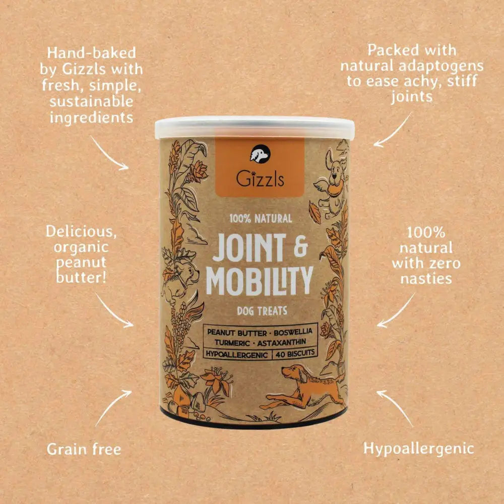 Gizzls natural dog treats for joint pain relief in peanut butter flavor