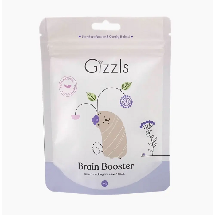 Gizzils Brain Booster packaging with a bear illustration on a white background