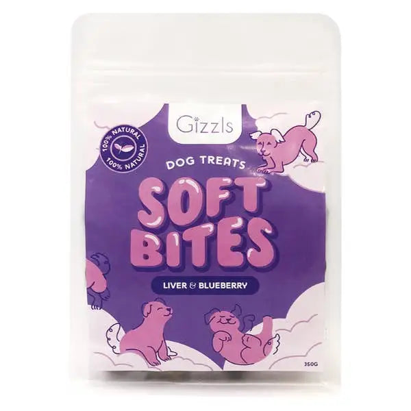 Gizzls Liver & Blueberry Chewy Dog Treats for sensitive mouths, 300g