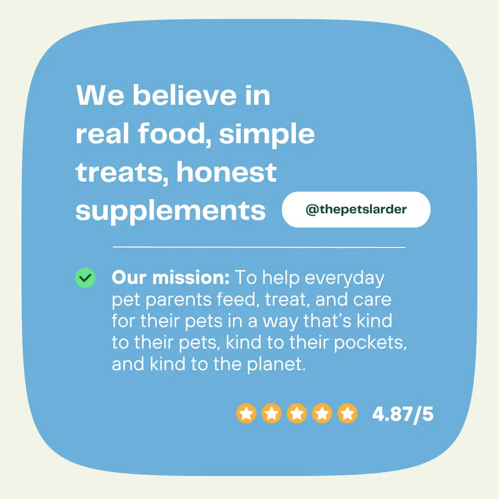 Pet food label with green checkmark for Goats Milk Powder for Dogs supporting healthy digestion