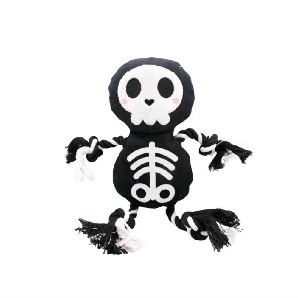 Black and white rope skeleton dog toy from Great&Small Creepy Cuties series