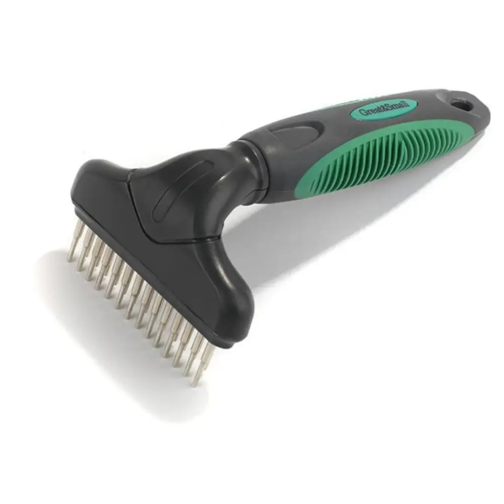 Great&Small double rotating rake with green black grooming teeth