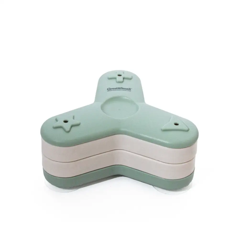 Sage green Wonderfold folding step stool for Great&Small rotating puzzle feeder