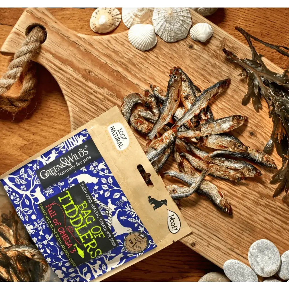 Green And Wilds Bag of Tiddlers air dried fishy goodness for dogs