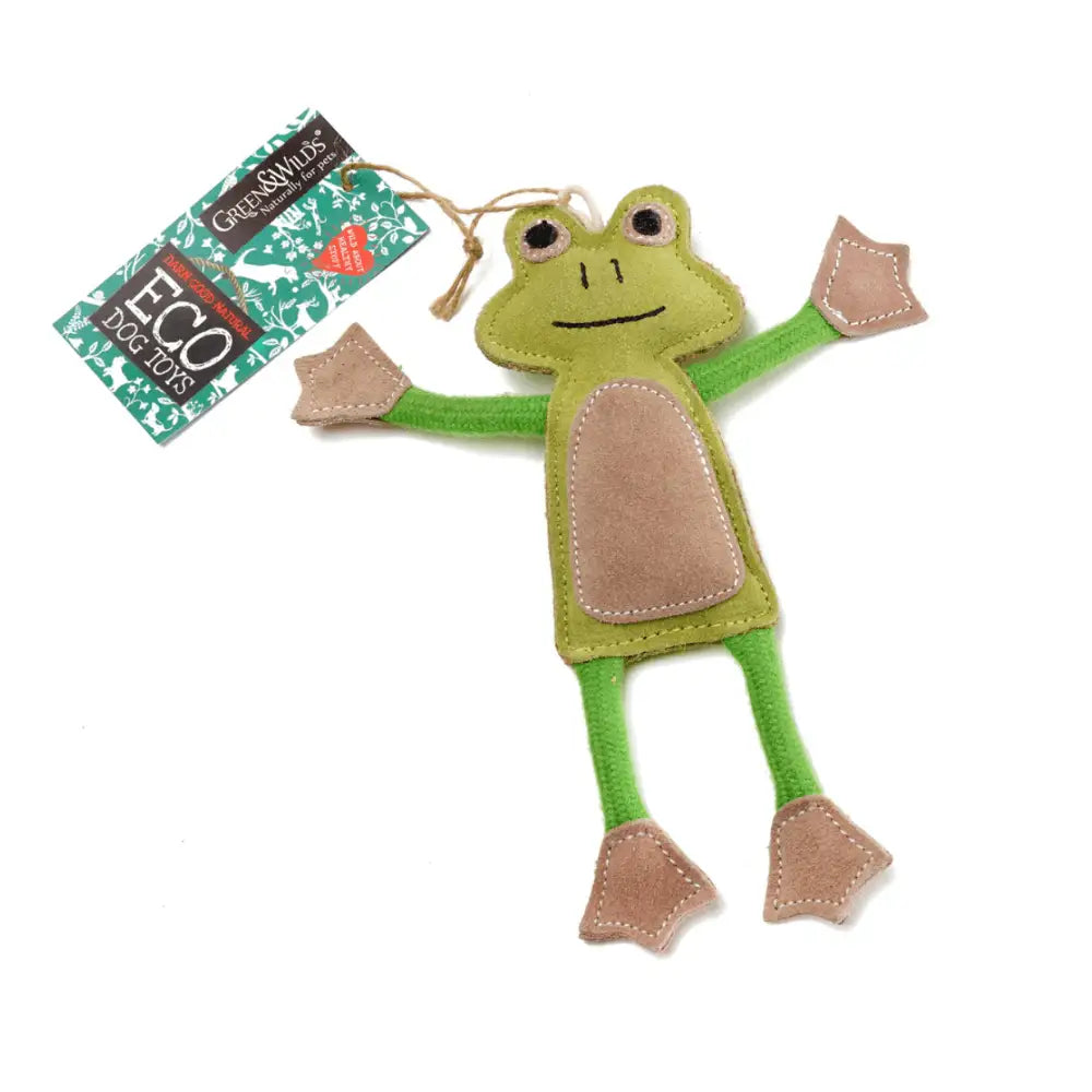 Green and Wilds Francois Le Frog eco-friendly plush toy with smiling face