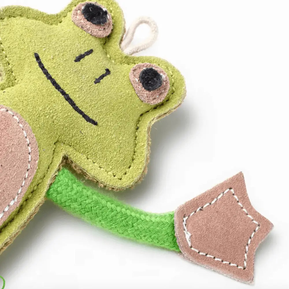 Green and Wilds Francois Le Frog eco fun toy made with pink flower and black eyes