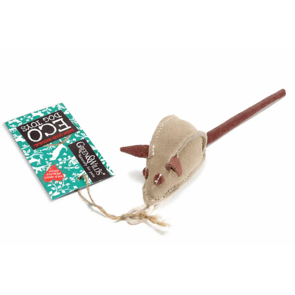 Green And Wilds Mike the Mouse eco toy for smallest dog, wooden handle