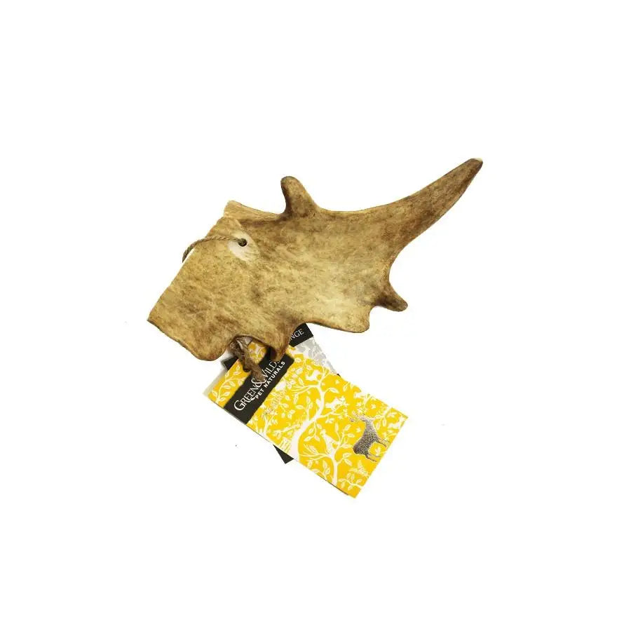 Premium Fallow Antler Dog Chew with Brown Antler and Patterned Tag