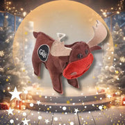 Rudy the Reindeer brown plush play toy with red antlers and Green And Wilds logo