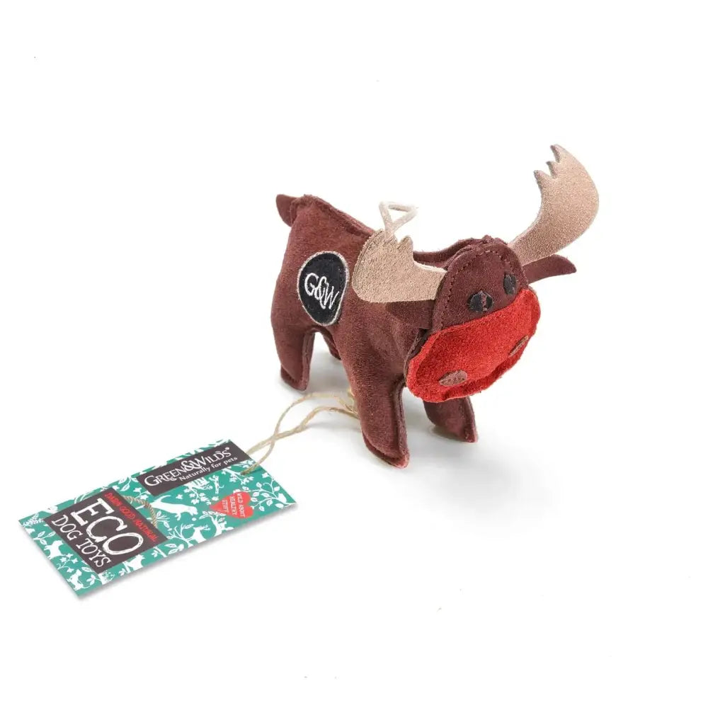 Eco-friendly Rudy the Reindeer plush play toy with red nose and antlers