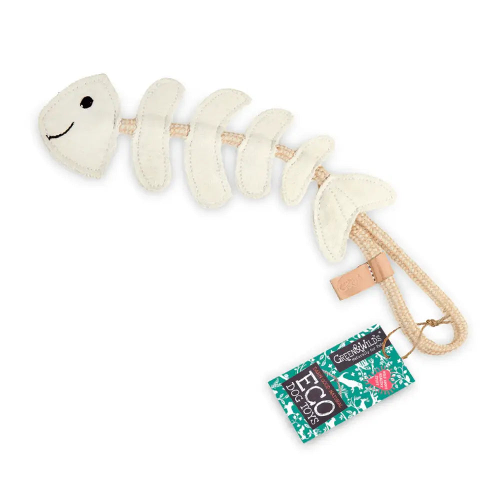 Eco-friendly Lizzie Bonefish toy with plaited jute rope for interactive play