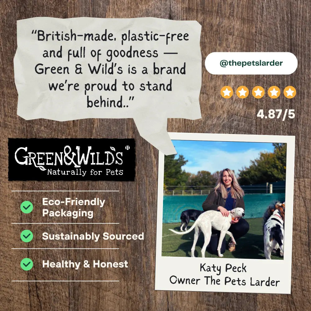 Green and Wilds Wild Bills Camel Hide natural dog chew bag with eco packaging