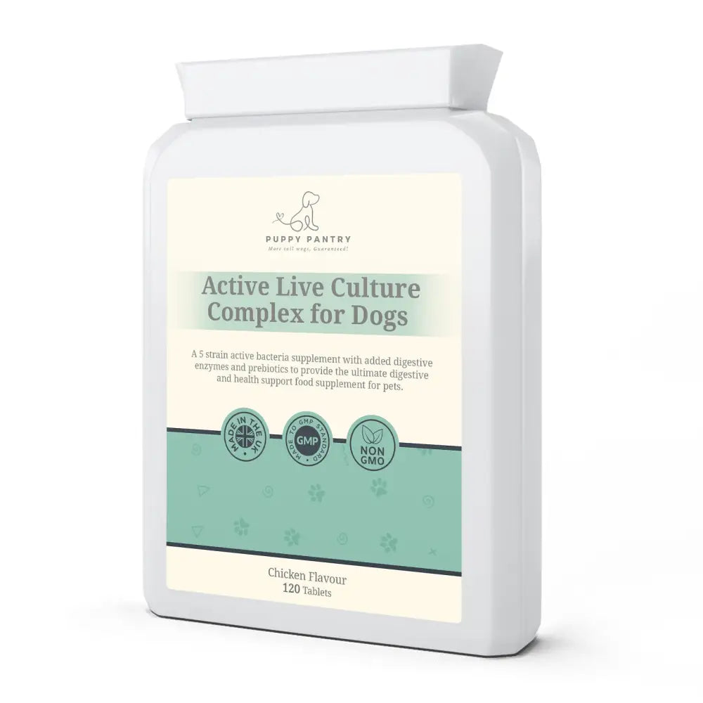 White Gut Health Tablets with Chicken, Probiotics and Digestive Enzymes Blend