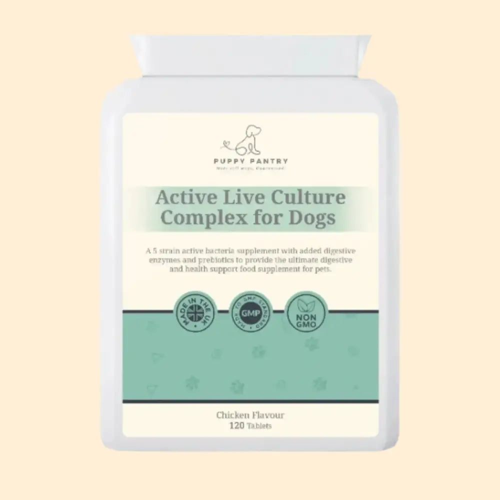 Puppy Pantry Gut Health Tablets with Bifidobacterium Animalis Lactis and Digestive Enzymes Blend, Chicken Flavor, 120 Tablets
