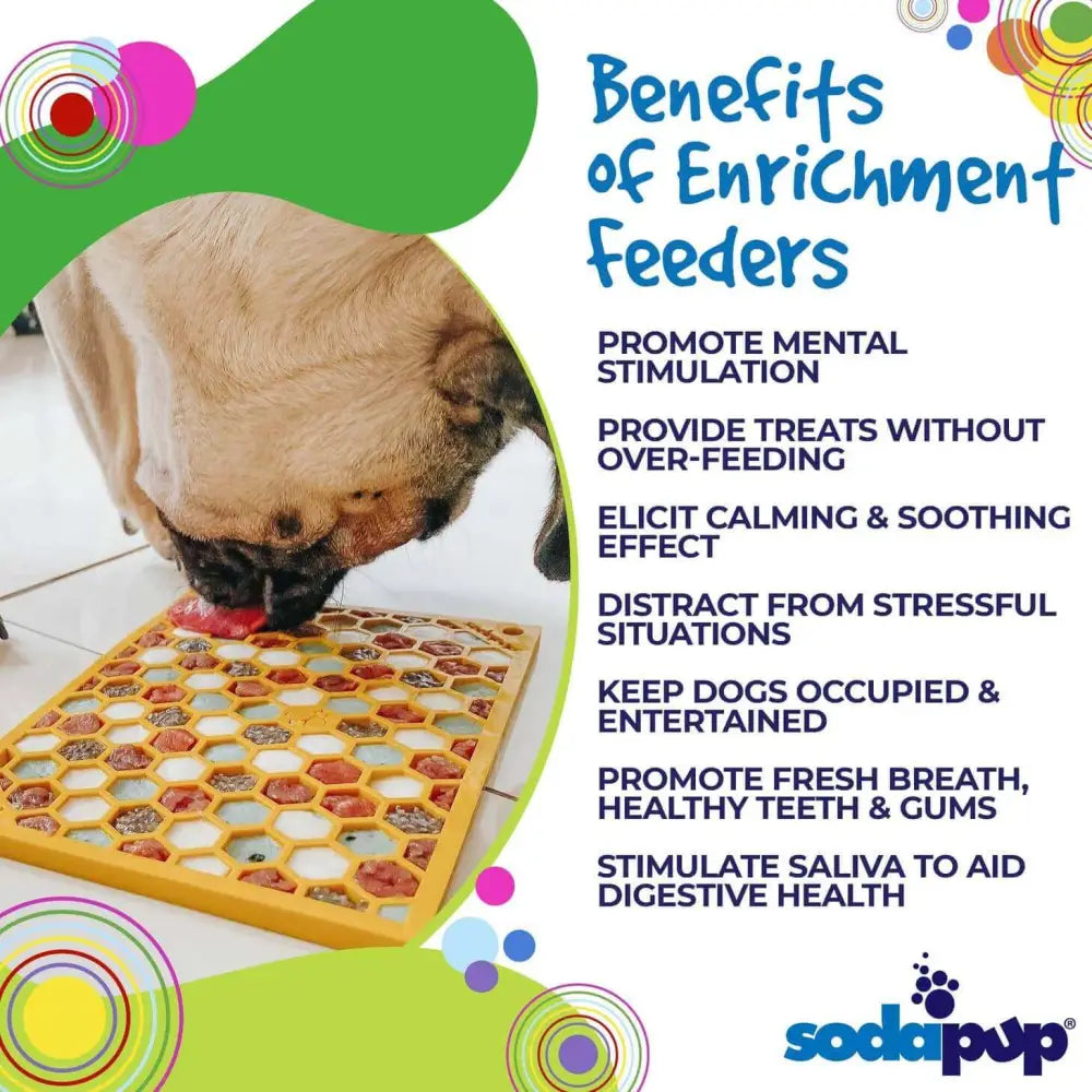 Yellow Honeycomb Enrichment Licking Mat puzzle feeder with treats