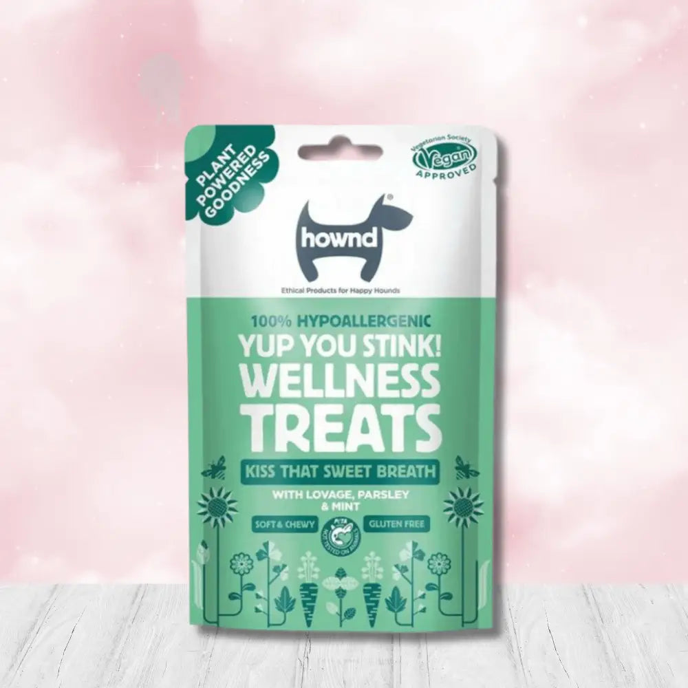 Hownd Yup You Stink! plant based hypoallergenic treats with added herbs lovage tackling smelly breath