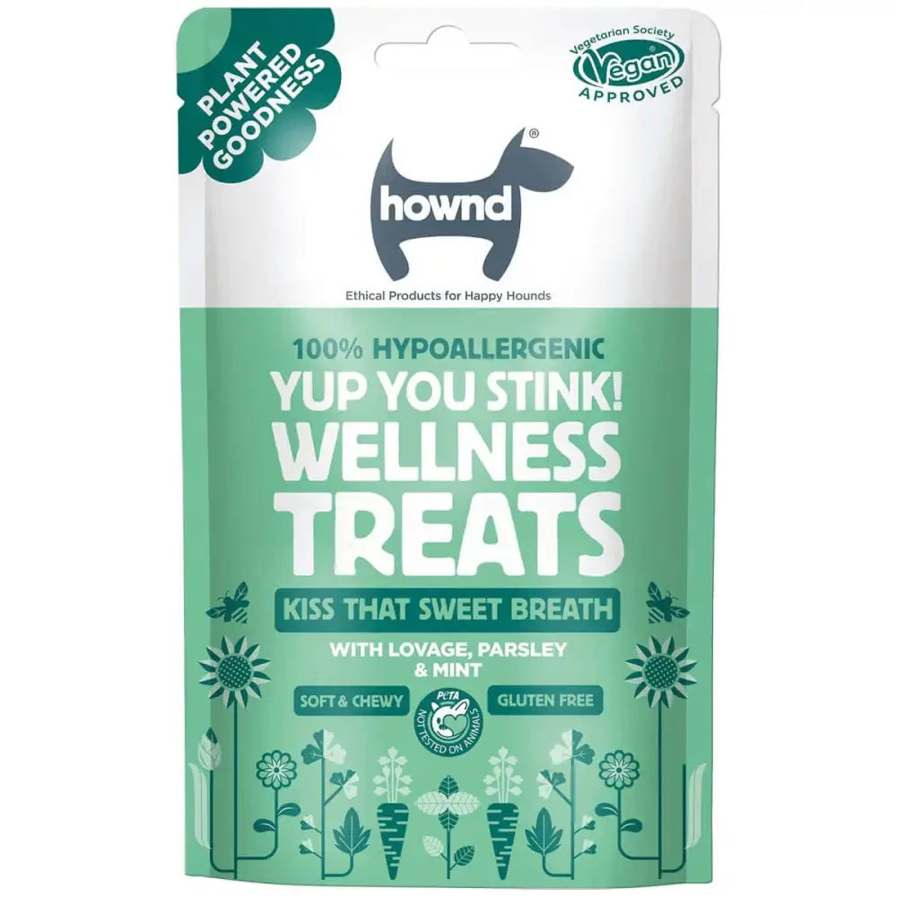 Hownd Yup You Stink! plant based hypoallergenic treats with added herbs lovage tackling smelly breath