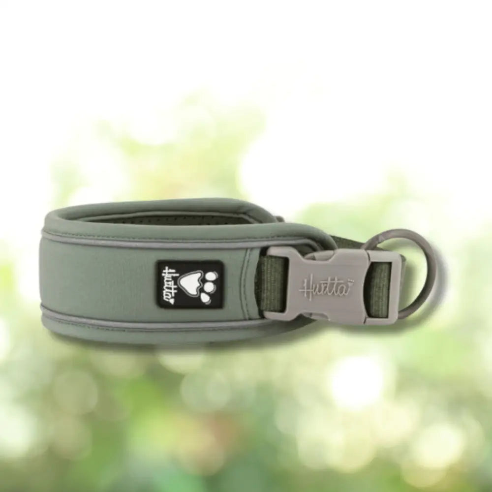 Hurtta Weekend Warrior Eco Collar Hedge in hunter grey with padded strap