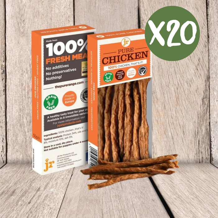 JR Pet Products Pure Chicken Sticks Case of 20 - Natural Treats For Dogs
