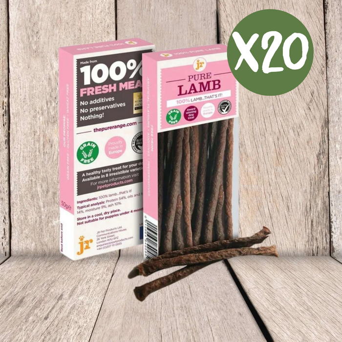 JR Pet Products Pure Lamb Sticks Case of 20 - Natural Treats For Dogs