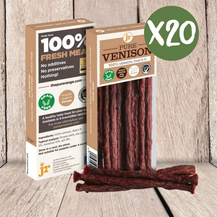 JR Pet Products Pure Venison Sticks Case of 20 - Natural Treats For Dogs