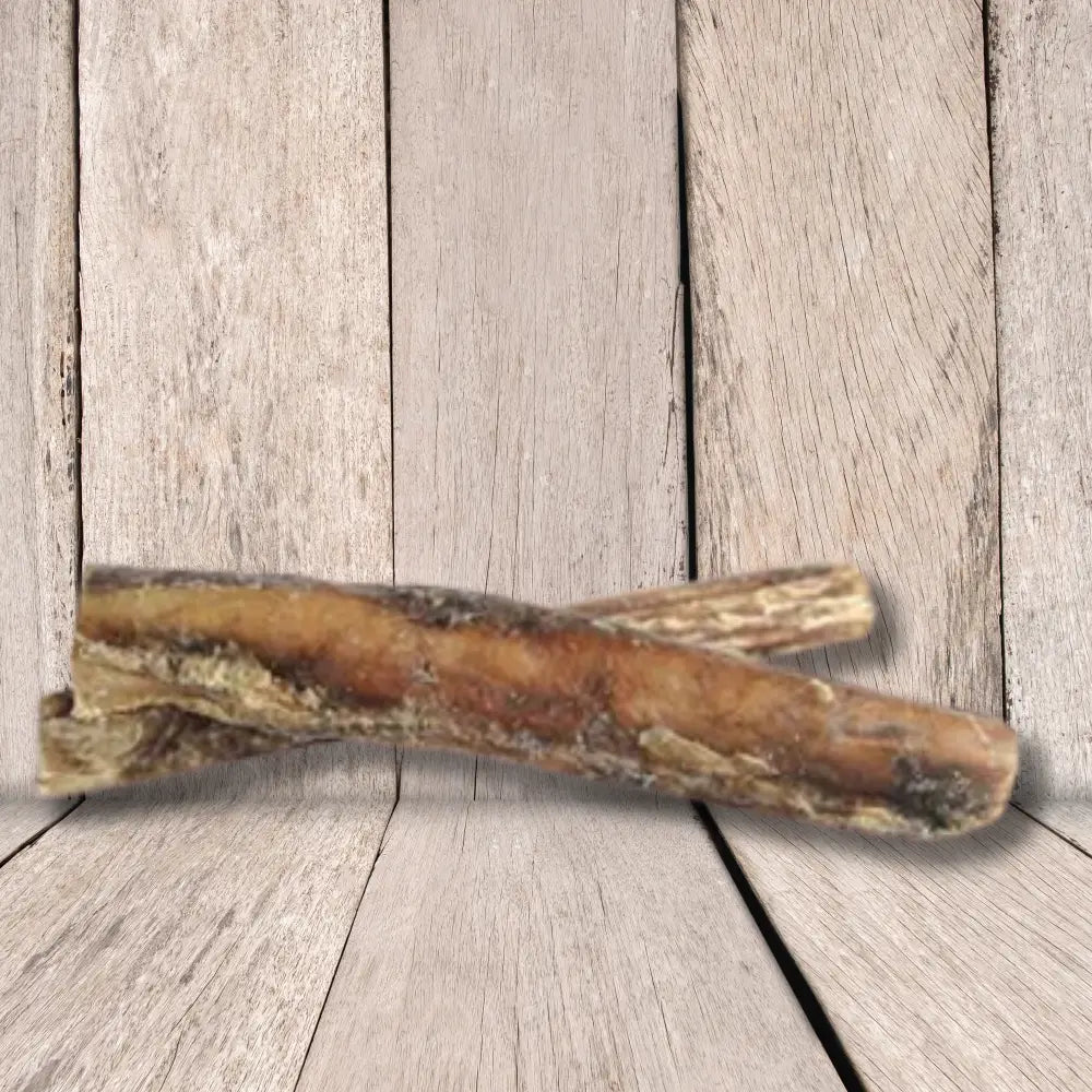 JR Pet Products Thick Bull Pizzle Chew: air dried bone-shaped pet toy in tan hues