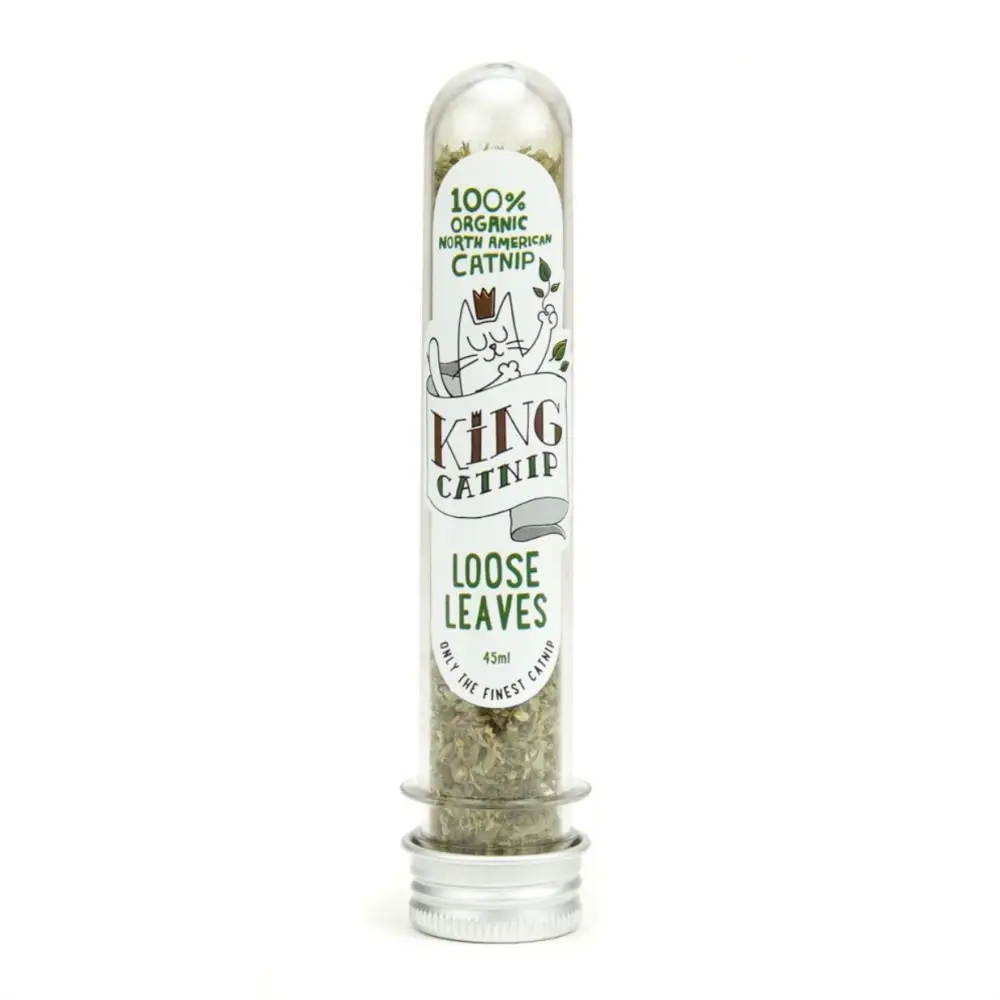 King Catnip organic catnip loose leaves in clear glass tube