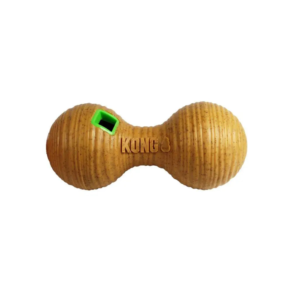 KONG Bamboo Feeder Dumbbell Medium toy with green accents
