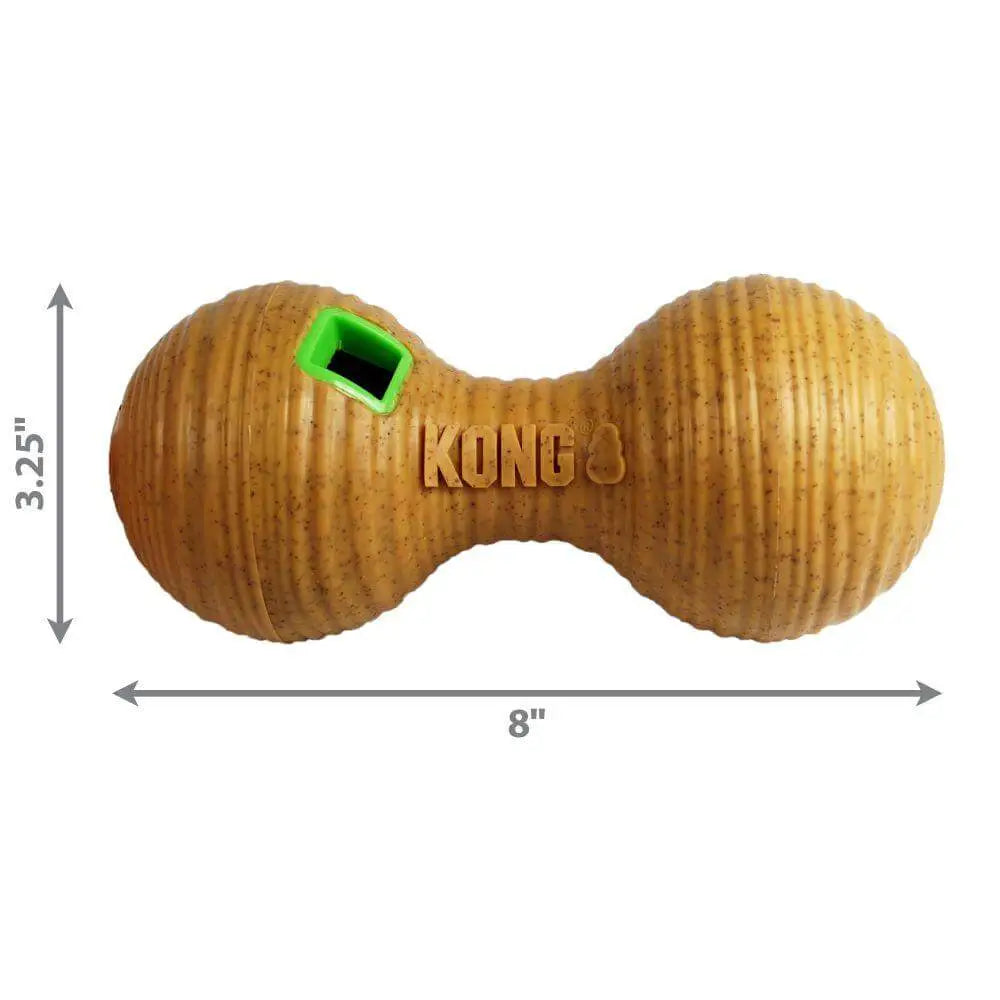 KONG Bamboo Feeder Dumbbell Medium toy with ribbed green treat opening