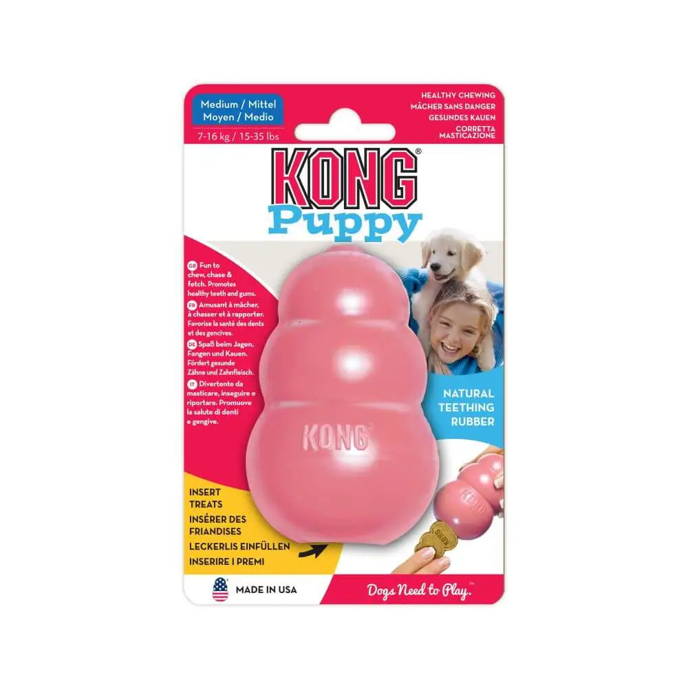 KONG Puppy pink toy with natural rubber for puppy’s 28-baby teeth chewing